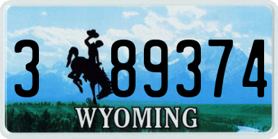 WY license plate 389374
