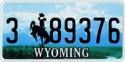 WY license plate 389376