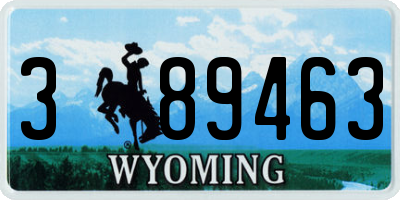 WY license plate 389463