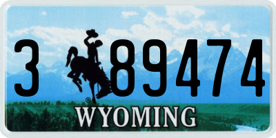 WY license plate 389474