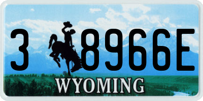 WY license plate 38966E