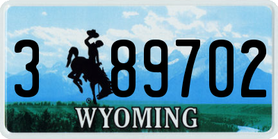 WY license plate 389702