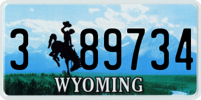 WY license plate 389734