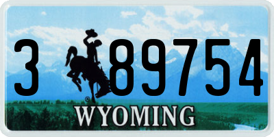 WY license plate 389754