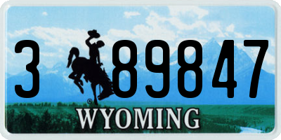 WY license plate 389847