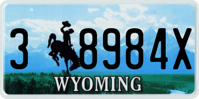WY license plate 38984X