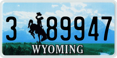 WY license plate 389947