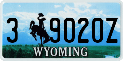 WY license plate 39020Z