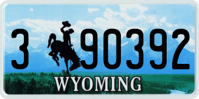 WY license plate 390392