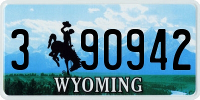 WY license plate 390942