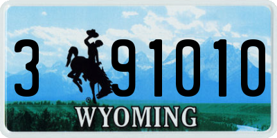 WY license plate 391010
