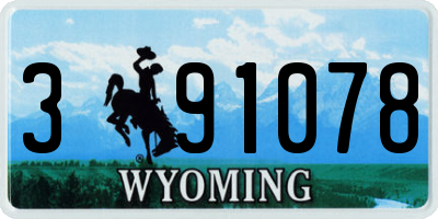 WY license plate 391078