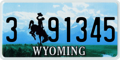 WY license plate 391345