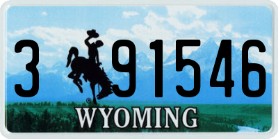 WY license plate 391546