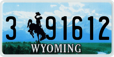 WY license plate 391612
