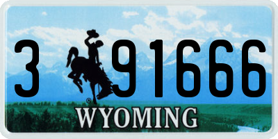 WY license plate 391666