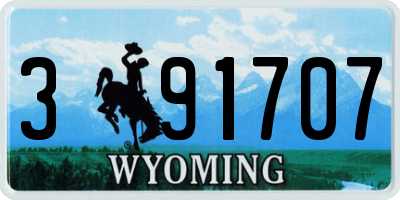 WY license plate 391707