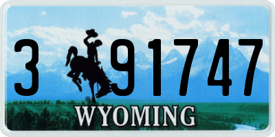 WY license plate 391747