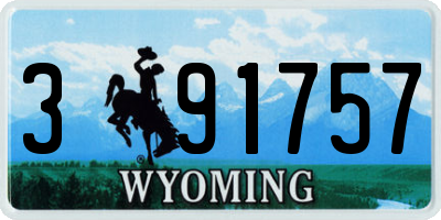 WY license plate 391757