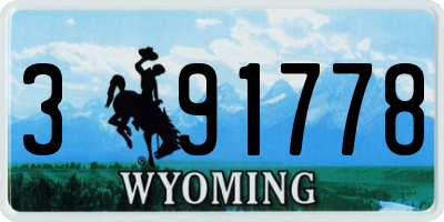 WY license plate 391778