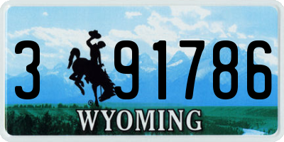 WY license plate 391786