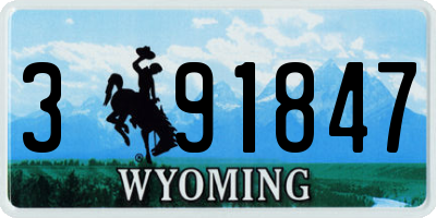 WY license plate 391847