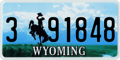 WY license plate 391848