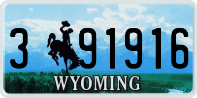 WY license plate 391916