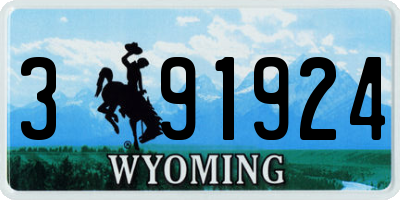 WY license plate 391924