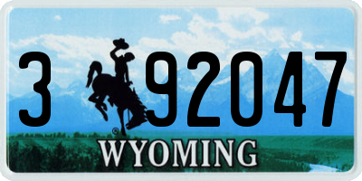 WY license plate 392047