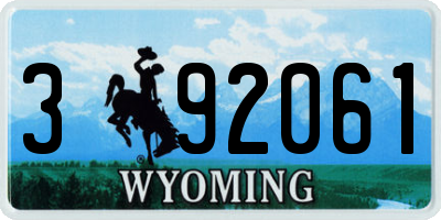 WY license plate 392061