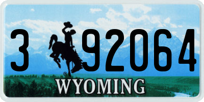 WY license plate 392064