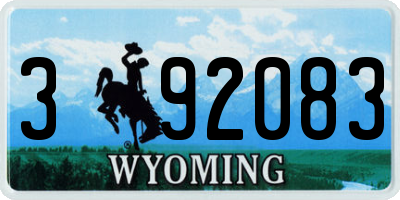 WY license plate 392083