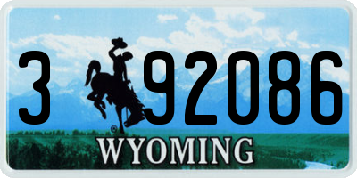 WY license plate 392086