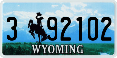 WY license plate 392102