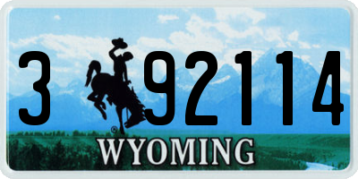 WY license plate 392114