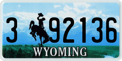WY license plate 392136