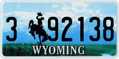 WY license plate 392138