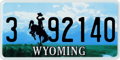 WY license plate 392140