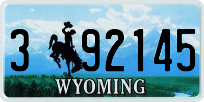 WY license plate 392145