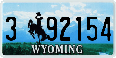 WY license plate 392154