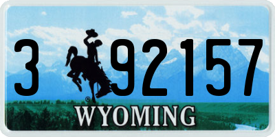 WY license plate 392157