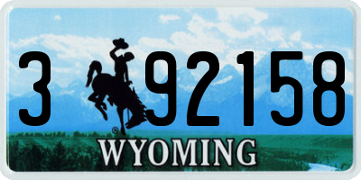 WY license plate 392158