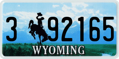 WY license plate 392165