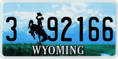 WY license plate 392166