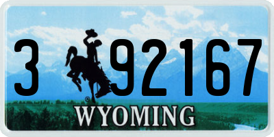 WY license plate 392167
