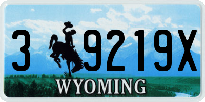 WY license plate 39219X