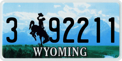 WY license plate 392211
