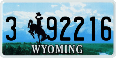WY license plate 392216