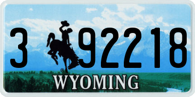 WY license plate 392218